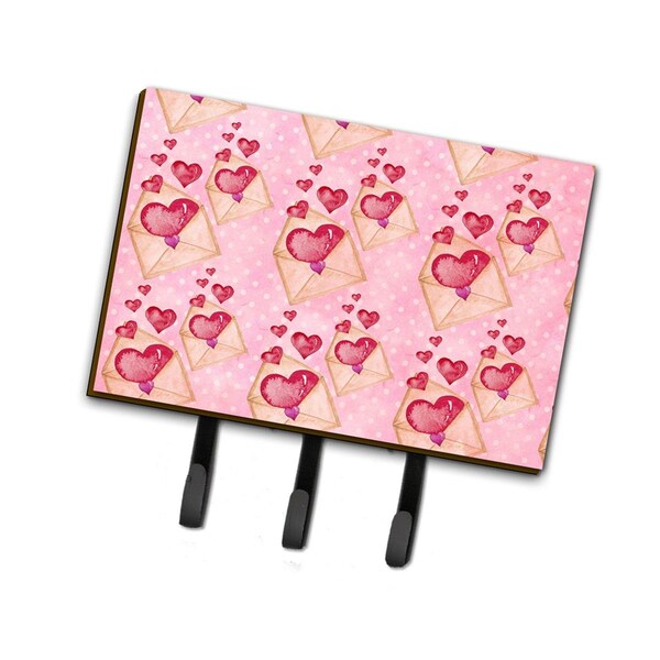Carolines Treasures Watercolor Pink Love Letter Leash or Key Holder, 6 x 2 x 9 in. BB7568TH68 - main